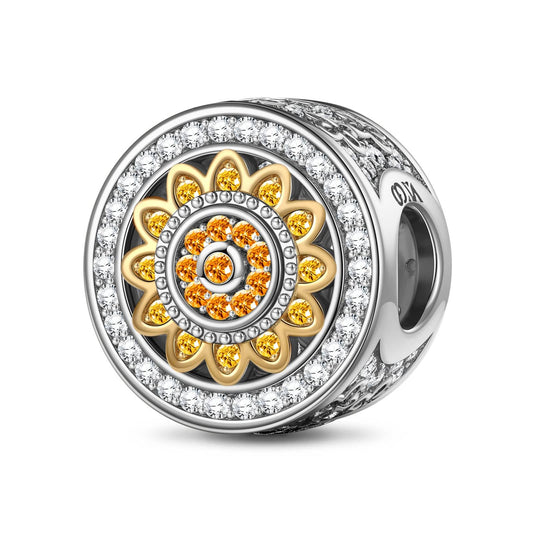gon- Sunflower Tarnish-resistant Silver Charms In Two-Tone Plating