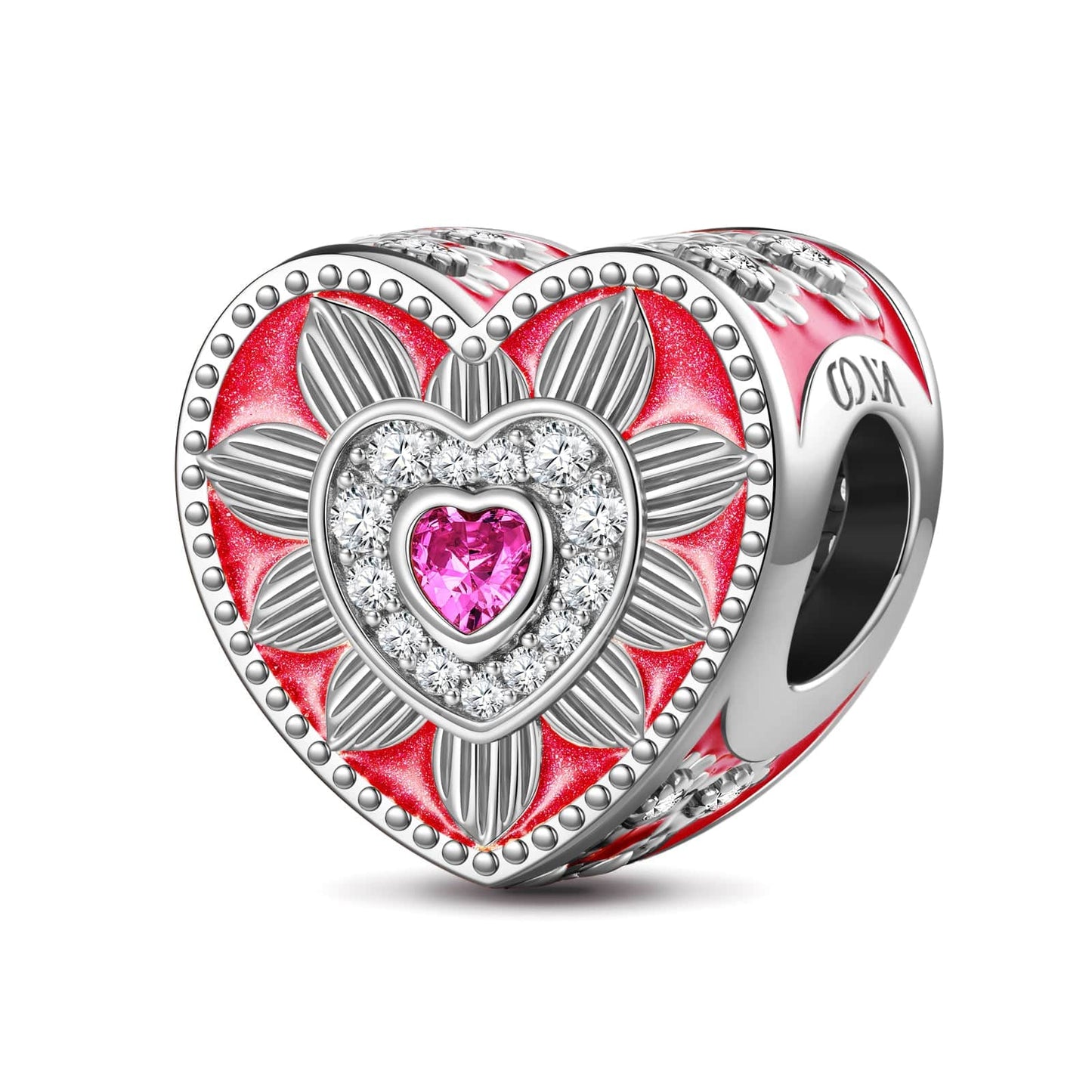 Summer Night Lotus Tarnish-resistant Silver Charms With Enamel In White Gold Plated