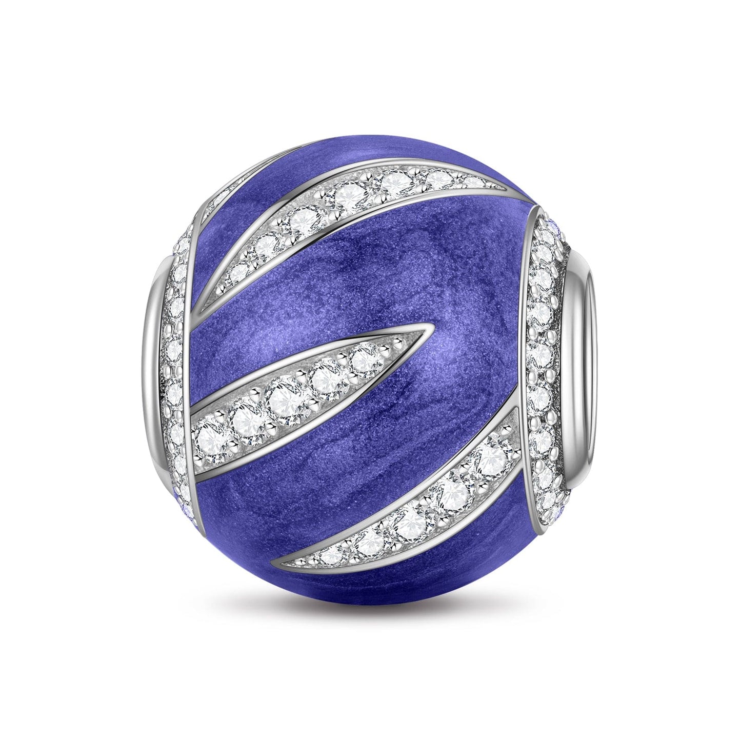 Purple Light Boats Tarnish-resistant Silver Charms With Enamel In White Gold Plated