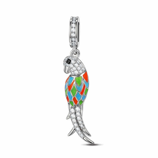 gon- Kingfisher Tarnish-resistant Silver Dangle Charms With Enamel In White Gold Plated