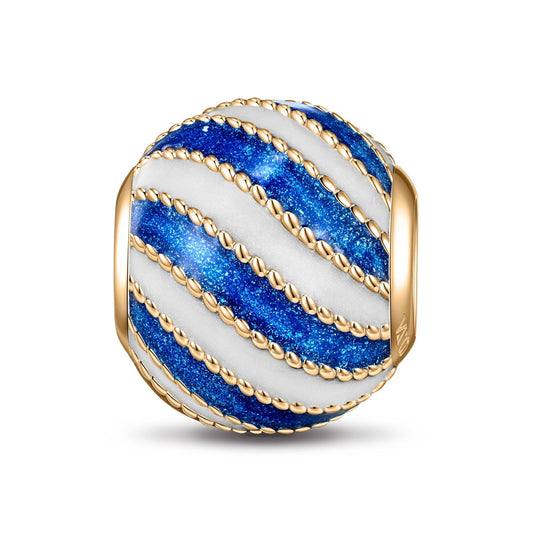 gon- White Sea Waves Tarnish-resistant Silver Charms With Enamel In 14K Gold Plated