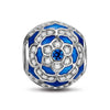 Sterling Silver Blue Lotus Charms With Enamel In White Gold Plated