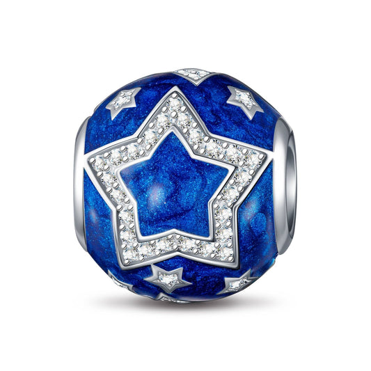 gon- Sterling Silver Stars Charms With Enamel In White Gold Plated