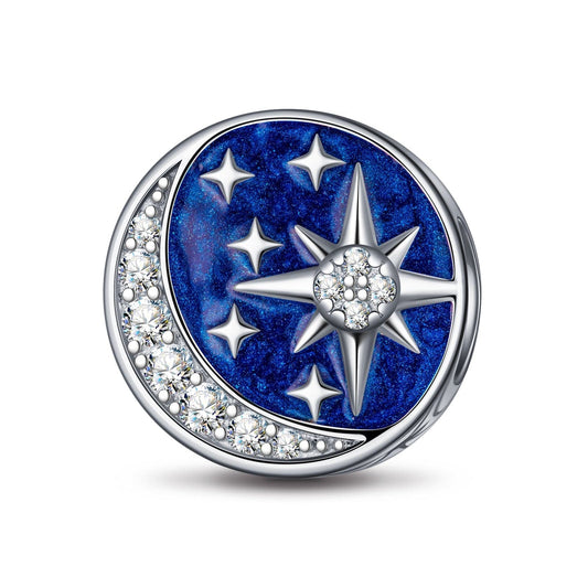 gon- Sterling Silver Mysterious Galaxy Charms With Enamel In White Gold Plated
