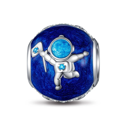 gon- Sterling Silver Mysterious Galaxy Charms With Enamel In White Gold Plated