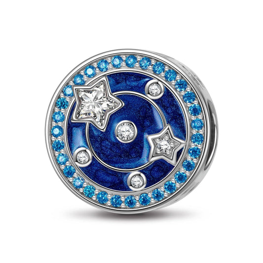 gon- Sterling Silver Planetary Orbit Charms With Enamel In White Gold Plated