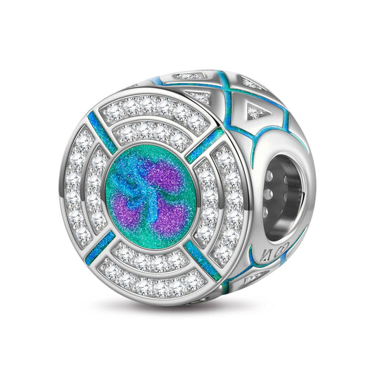 gon- Sterling Silver Blues Time Charms With Enamel In White Gold Plated