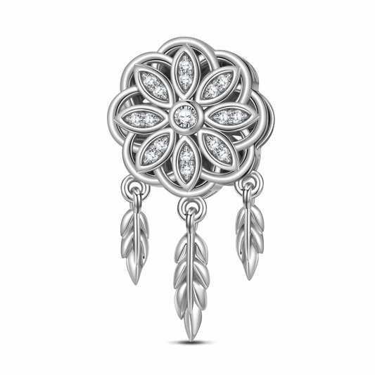 gon- Sterling Silver Dreamcatcher Dangle Charms In White Gold Plated