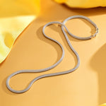 Sterling Silver Simple Chain Necklace In White Gold Plated