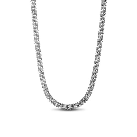 gon- Sterling Silver Simple Chain Necklace In White Gold Plated