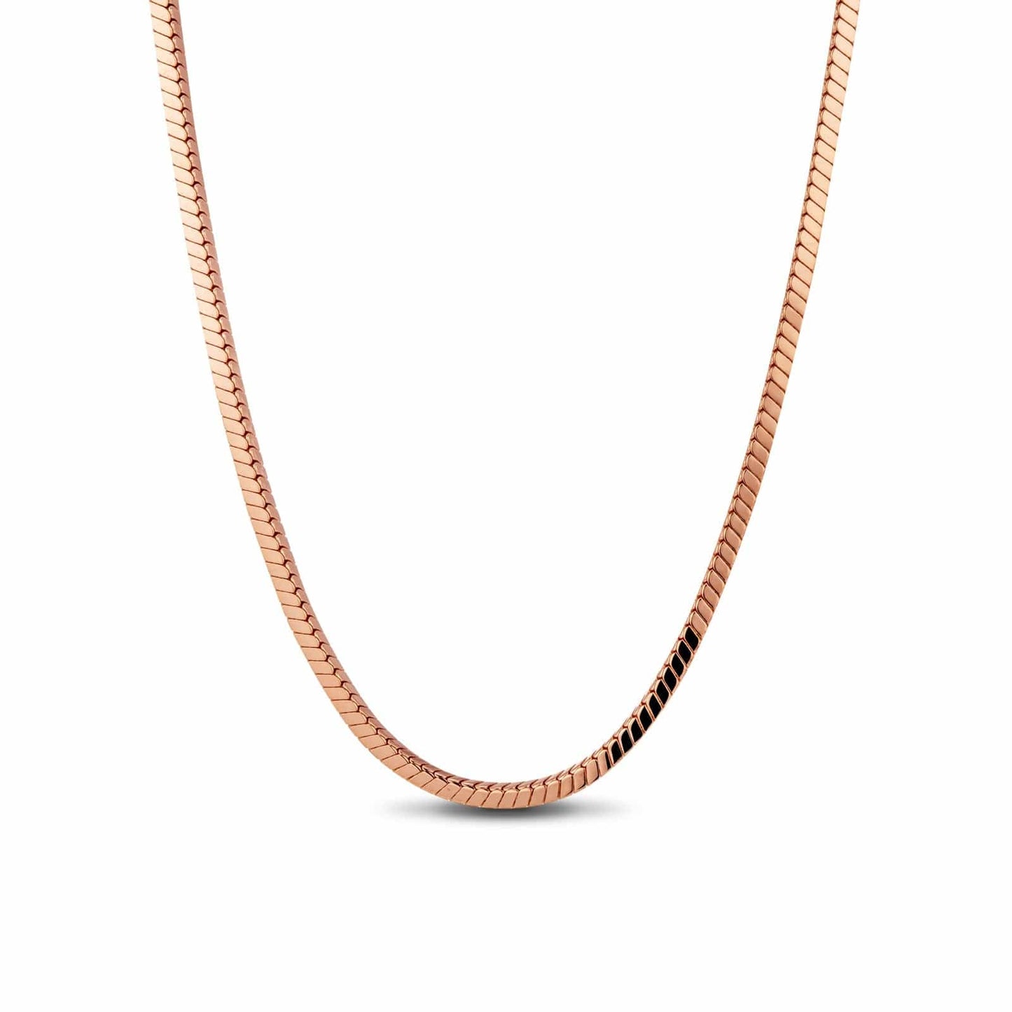 Sterling Silver Flexible Snake Chain Necklace In Rose Gold Plated