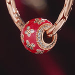 Red Butterfly Tarnish-resistant Silver Charms With Enamel In Rose Gold Plated