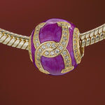 Mulberry Purple Horseshoe Tarnish-resistant Silver Charms With Enamel In 14K Gold Plated