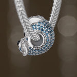 Sterling Silver Blue Schnauzer In White Gold Plated