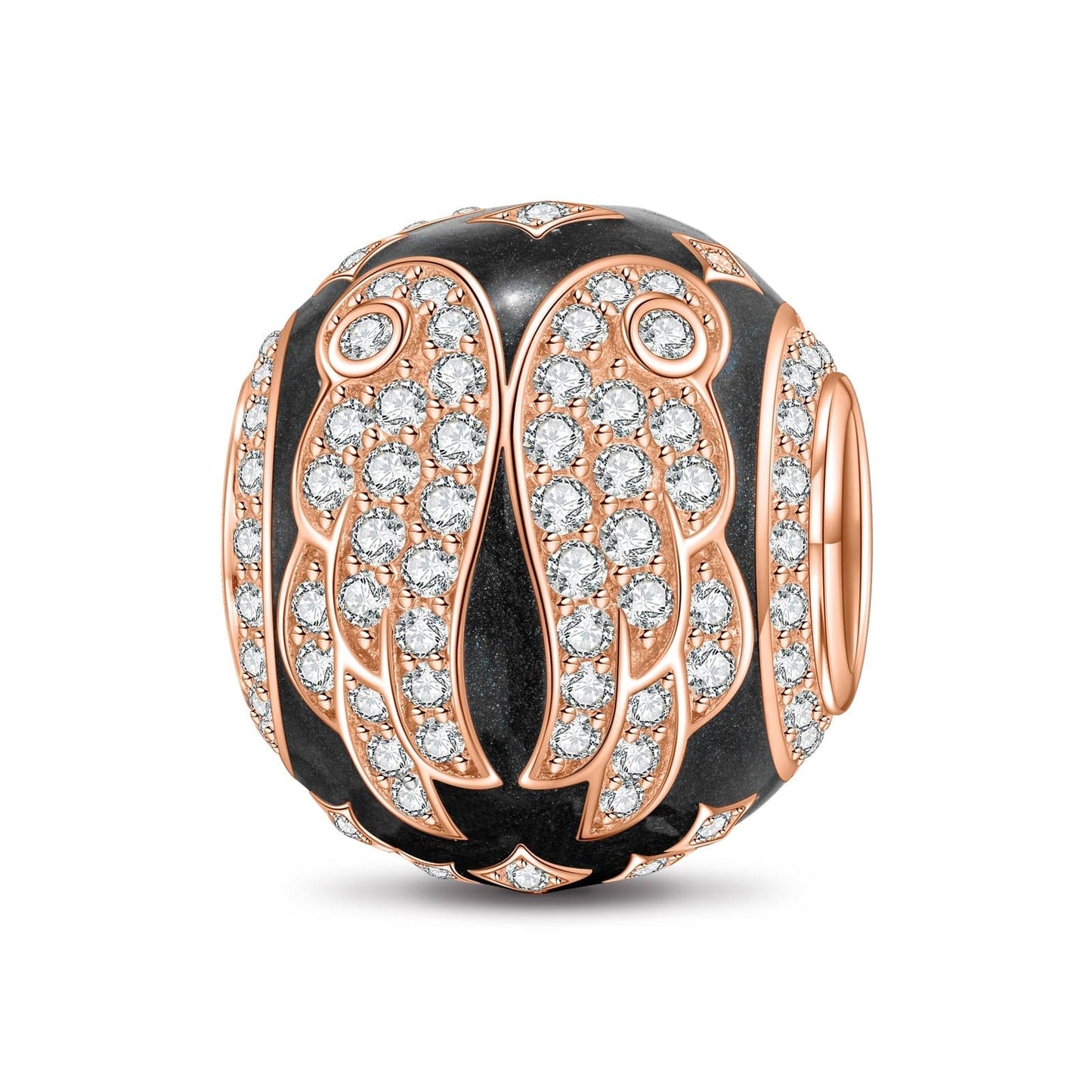 Angel Wings Tarnish-resistant Silver Charms With Enamel In Rose Gold Plated - GONA