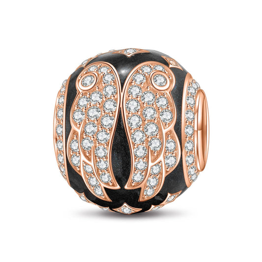 gon- Angel Wings Tarnish-resistant Silver Charms With Enamel In Rose Gold Plated - GONA