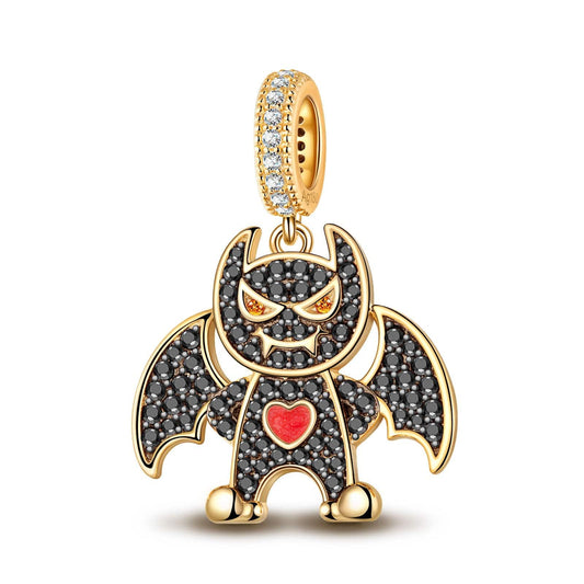 gon- Batman Black Tarnish-resistant Silver Dangle Charms With Enamel In 14K Gold Plated - GONA
