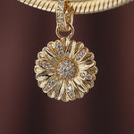 Gerbera Tarnish-resistant Silver Dangle Charms In 14K Gold Plated
