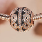 Eternity Tarnish-resistant Silver Charms With Enamel In Rose Gold Plated