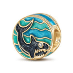 Black Shark Tarnish-resistant Silver Charms With Enamel In 14K Gold Plated - GONA