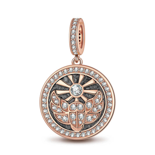 gon- Black St. Beetle's Light Tarnish-resistant Silver Dangle Charms With Enamel In Rose Gold Plated - GONA