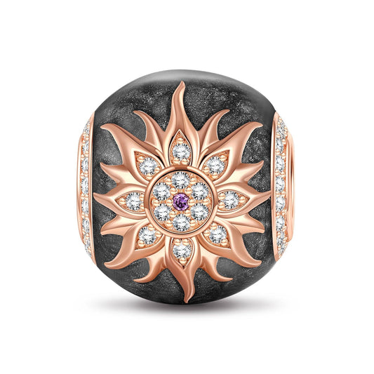 gon- Blooming Glorious Tarnish-resistant Silver Charms With Enamel In Rose Gold Plated - GONA