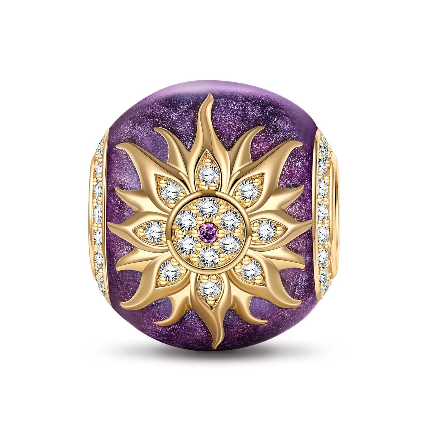 Blooming Mulberry Purple Tarnish-resistant Silver Charms With Enamel In 14K Gold Plated - GONA