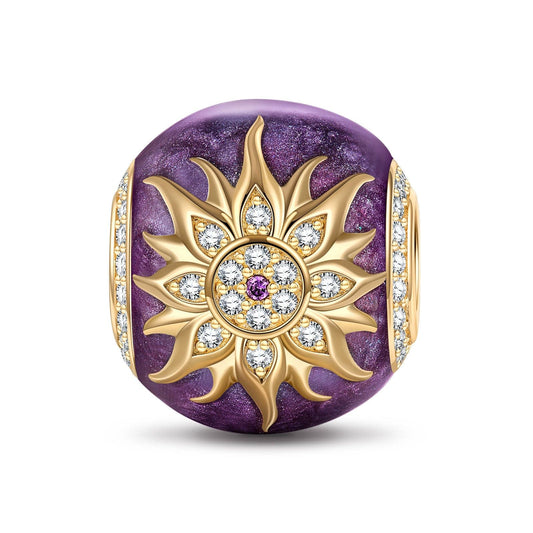 gon- Blooming Mulberry Purple Tarnish-resistant Silver Charms With Enamel In 14K Gold Plated - GONA