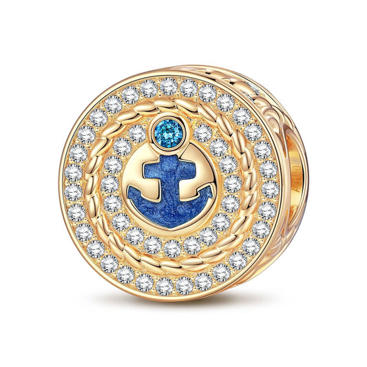 gon- Blue CaptaIn And His Anchor Tarnish-resistant Silver Charms With Enamel In 14K Gold Plated - GONA