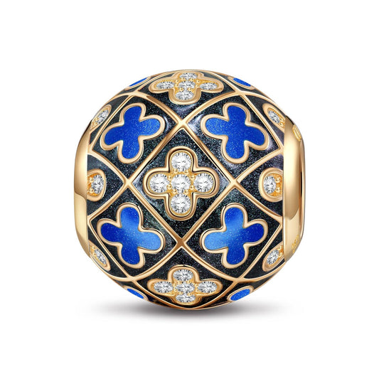 gon- Blue Cha-cha-cha Tarnish-resistant Silver Charms With Enamel In 14K Gold Plated - GONA