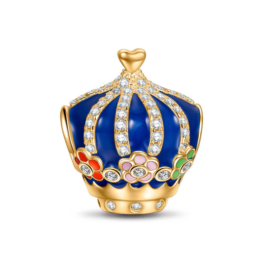 gon- Blue Coronation of Love Tarnish-resistant Silver Charms With Enamel In 14K Gold Plated - GONA
