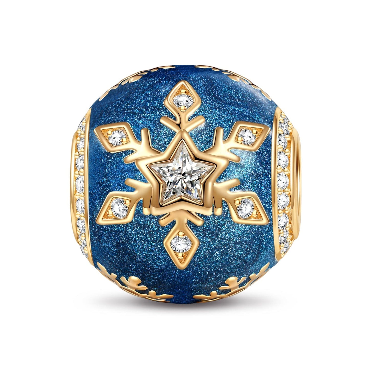 Blue Ice and Snow Magic Tarnish-resistant Silver Charms With Enamel In 14K Gold Plated - GONA