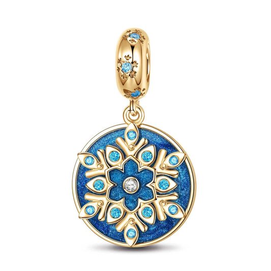 gon- Blue Ice and Snow Magic Tarnish-resistant Silver Dangle Charms With Enamel In 14K Gold Plated - GONA