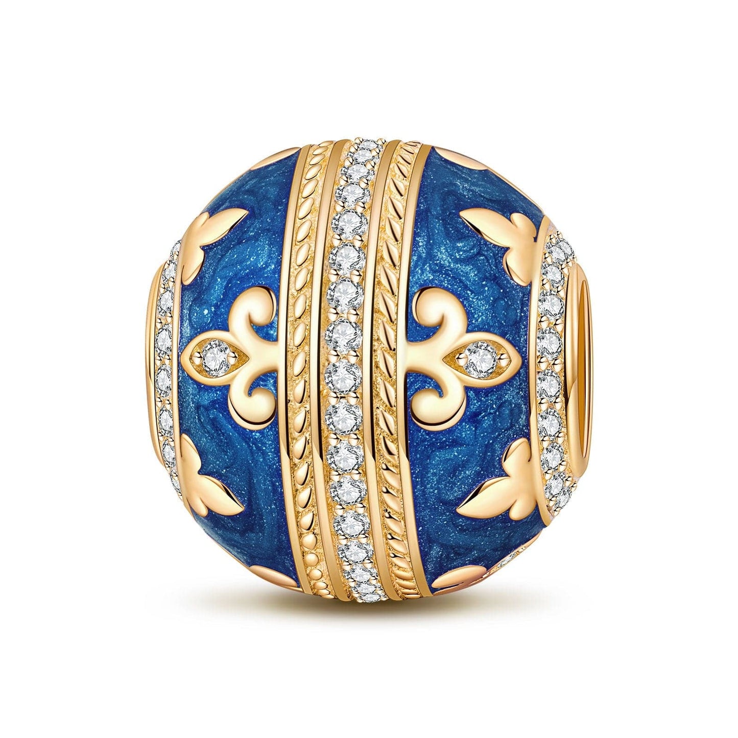 Blue Iris Tarnish-resistant Silver Charms With Enamel In 14K Gold Plated - GONA