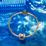 Blue Lifebuoy Tarnish-resistant Silver Charms With Enamel In 14K Gold Plated - GONA