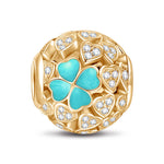 Blue Lucky Clover Tarnish-resistant Silver Charms With Enamel In 14K Gold Plated - GONA