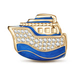 Blue Luxury Cruise Tarnish-resistant Silver Charms With Enamel In 14K Gold Plated - GONA
