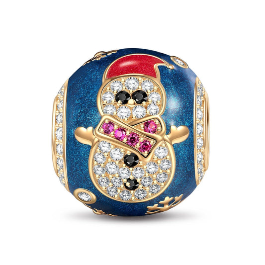 gon- Blue Snowbaby Tarnish-resistant Silver Charms With Enamel In 14K Gold Plated - GONA