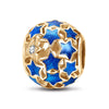 Blue Starry Night Tarnish-resistant Silver Charms With Enamel In 14K Gold Plated - GONA