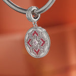 Scarlet Orange Light Tarnish-resistant Silver Dangle Charms With Enamel In White Gold Plated