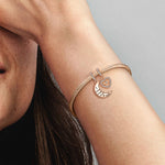 Sterling Silver Moon & Love To Mom Charms With Enamel In Rose Gold Plated