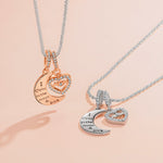 Sterling Silver Moon & Love To Mom Charms With Enamel In Rose Gold Plated