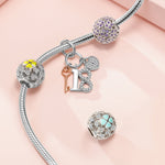 Sterling Silver Blue Lucky Clover Charms With Enamel In White Gold Plated