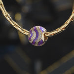 Purple Lucky Surround Tarnish-resistant Silver Charms With Enamel In 14K Gold Plated