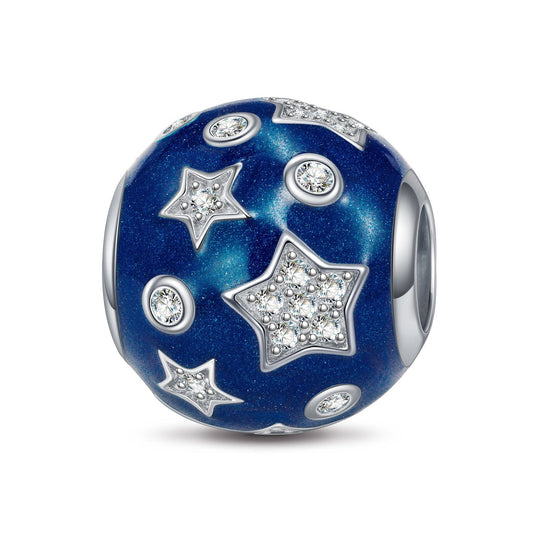 gon- Sterling Silver Star Dream Charms With Enamel In White Gold Plated